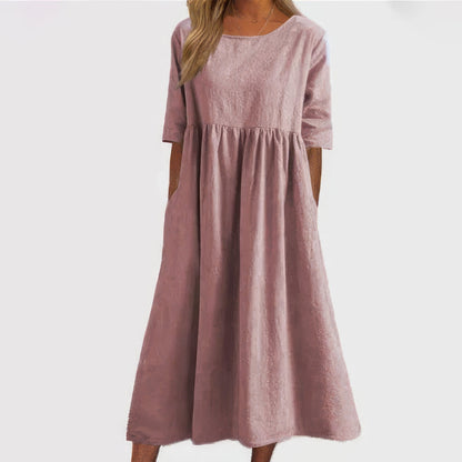 Maikee - Robe en coton à col rond et poches