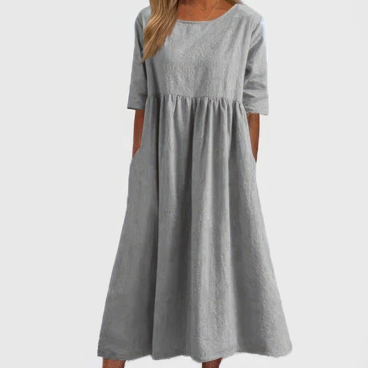 Maikee - Robe en coton à col rond et poches