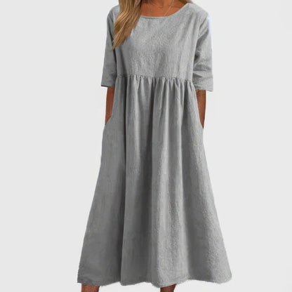 Maikee - Robe en coton à col rond et poches